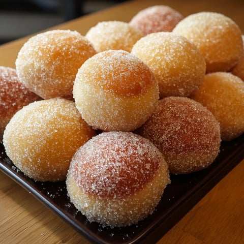 A plate of mochi doughnuts.