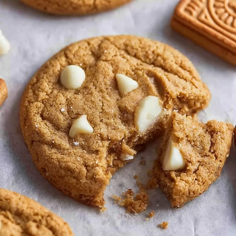 A half eaten cookie with white chips.