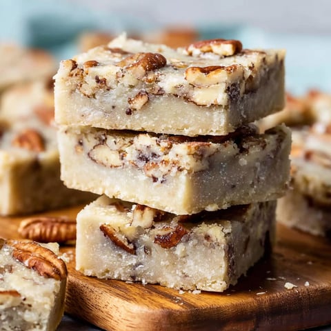 A stack of pecan shortbread bars.