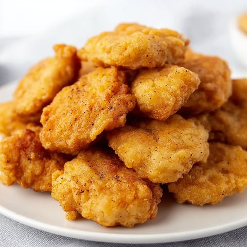 A plate of chicken nuggets.