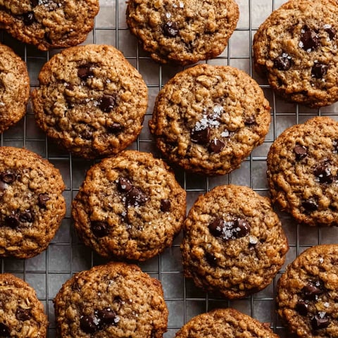 A tray of chewy oatmeal chocolate chip cookies.