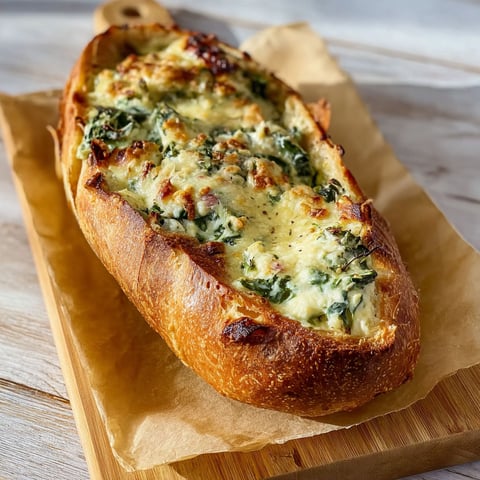 A spinach and artichoke stuffed bread.
