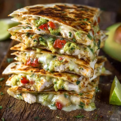 A stack of chicken avocado quesadillas.