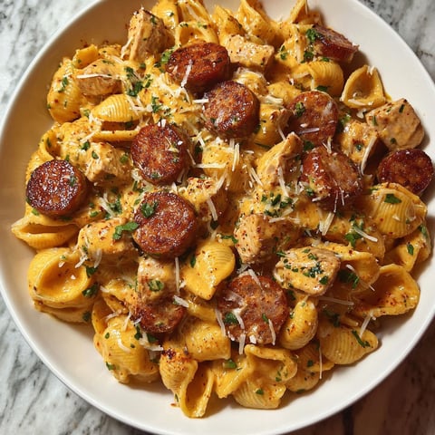 A plate of pasta with meat and cheese.