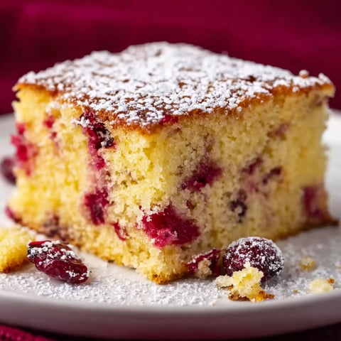 A slice of cranberry-orange-frühstückskuchen.