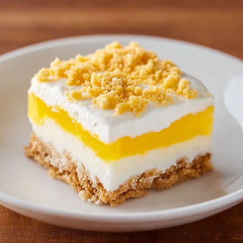 A slice of lemon and Oreo dessert on a plate.