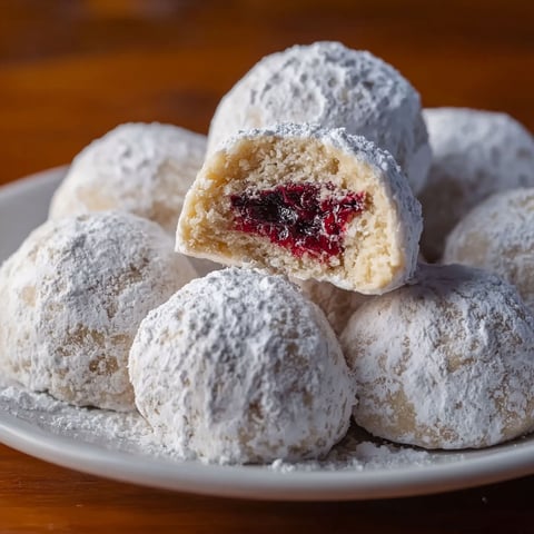 A plate of Raspberry Almond Snowballs.