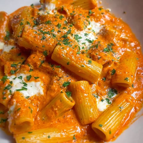 A plate of rigatoni alla vodka.